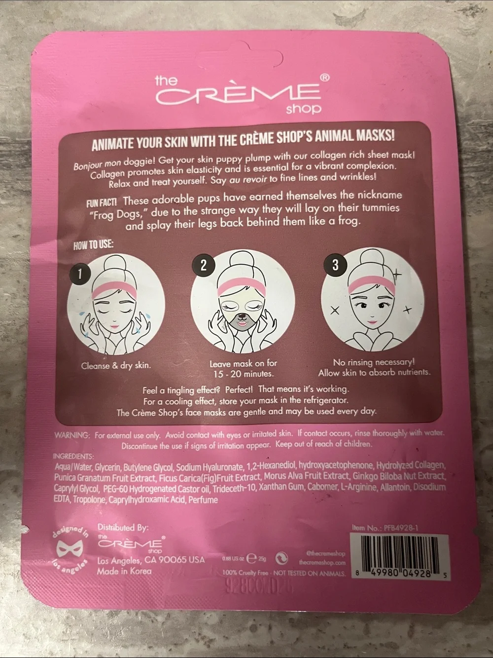 the CRÈME shop Plump Up, Skin! Pink Bulldog Face Mask